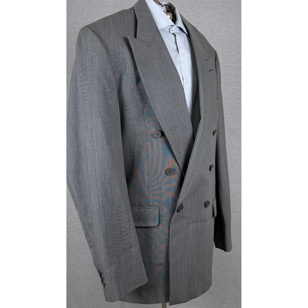 Vintage Yves Saint Laurent Mens Grey Double Breasted Blazer Jacket 44L YSL USA